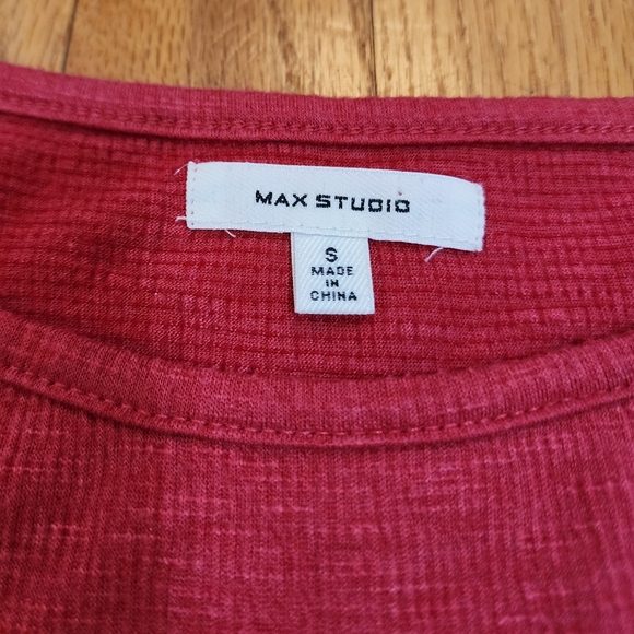 Max Studio Short sleeve frill sleeves oversized relaxed fit shirt red size small - Picture 3 of 7